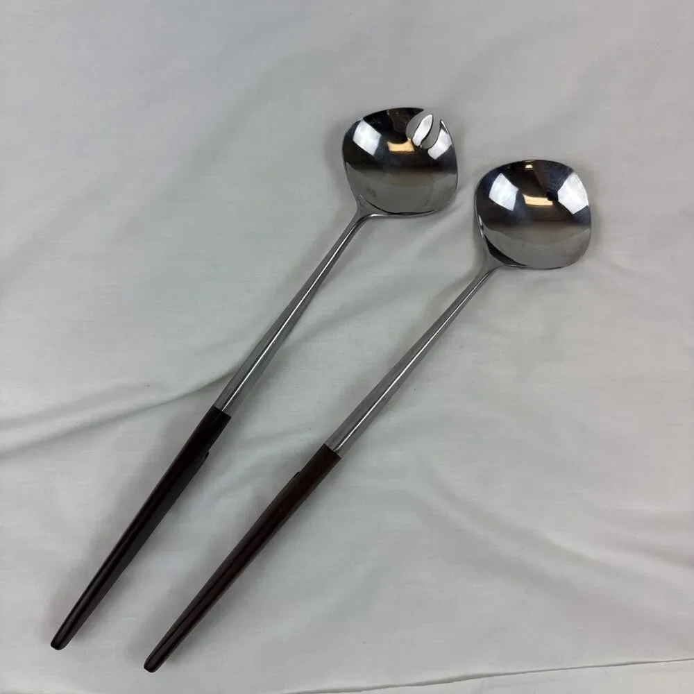 vintage mid-century modern salad servers from the Epic Forged Stainless